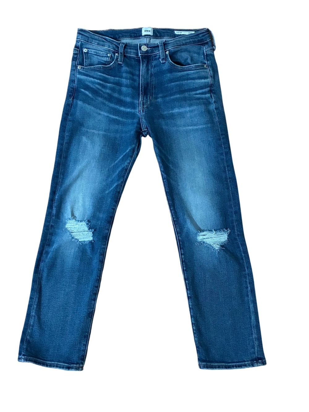 EDWIN Elin Crop Straight Jeans Norway Destructed Womens Size 27 Blue Denim
USA